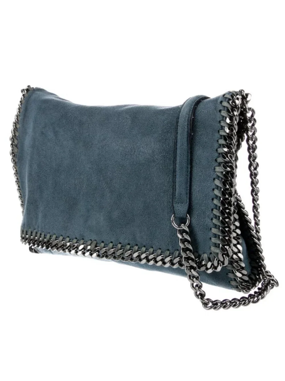 Stella McCartney Shaggy Deer Falabella Fold Over Tote Blue